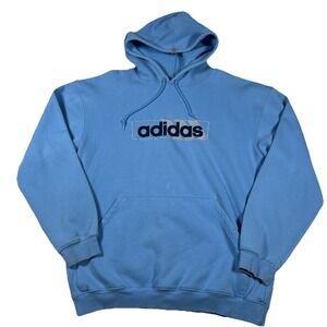 VTG‎ Adidas Hoodie Mens XL Blue Pullover Embroidered Logo Sweatshirt Y2K